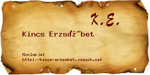 Kincs Erzsébet névjegykártya